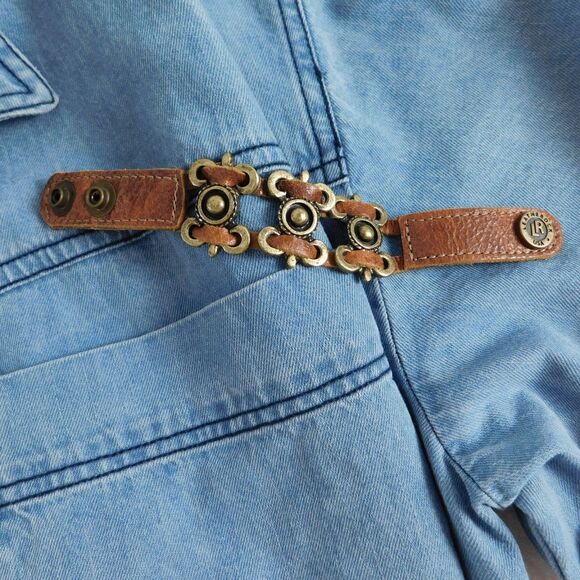 Leatherock USA Brass Genuine Leather Bracelet Cuff Marked LR Brown 7.5" EUC - Picture 2 of 13